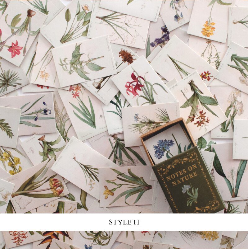 YUEGUANGXIA 100pcs/box Retro Story Old Letter Flower FairyKraft Paper Bullet Journaling DIY Scrapbo
