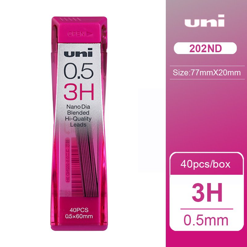 1pcs UNI Lead 0.3/0.5/0.7/0.9-202ND Nano Diamond Extra Hard Automatic Pencil Refills Pencil Lead Bla