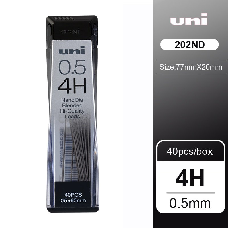 1pcs UNI Lead 0.3/0.5/0.7/0.9-202ND Nano Diamond Extra Hard Automatic Pencil Refills Pencil Lead Bla