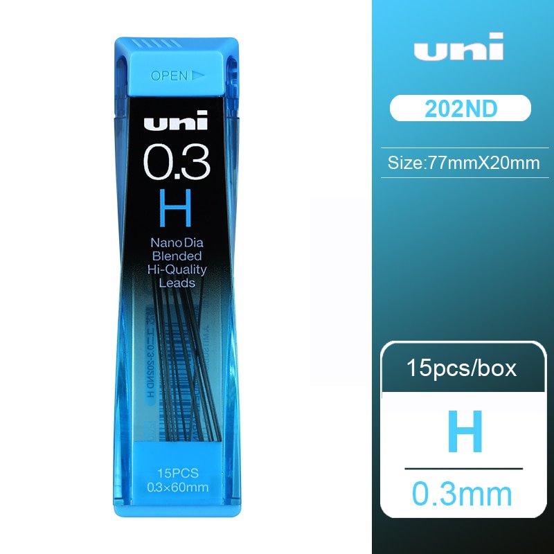 1pcs UNI Lead 0.3/0.5/0.7/0.9-202ND Nano Diamond Extra Hard Automatic Pencil Refills Pencil Lead Bla