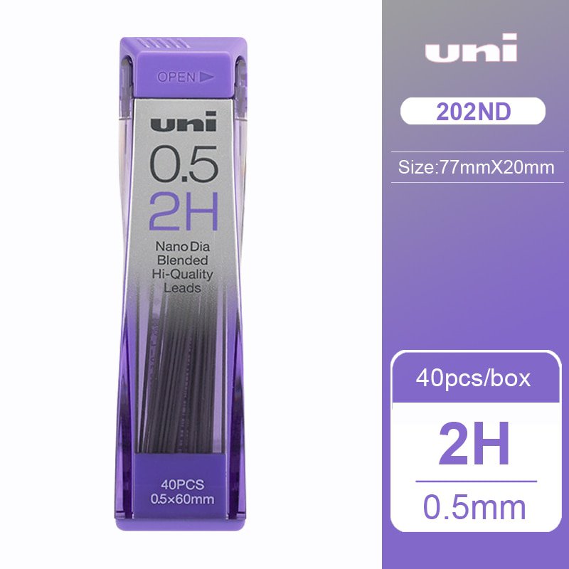 1pcs UNI Lead 0.3/0.5/0.7/0.9-202ND Nano Diamond Extra Hard Automatic Pencil Refills Pencil Lead Bla
