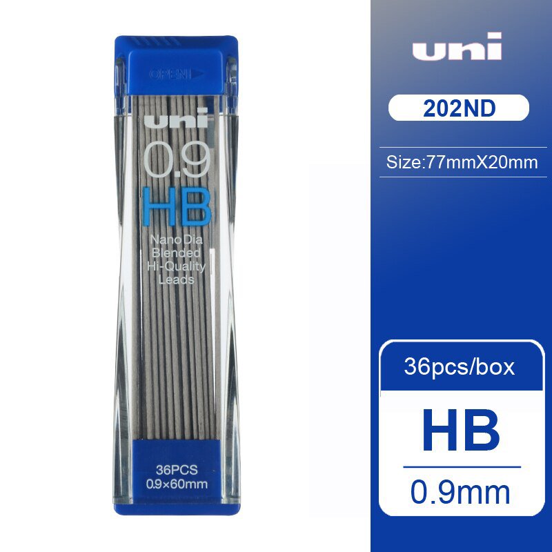 1pcs UNI Lead 0.3/0.5/0.7/0.9-202ND Nano Diamond Extra Hard Automatic Pencil Refills Pencil Lead Bla