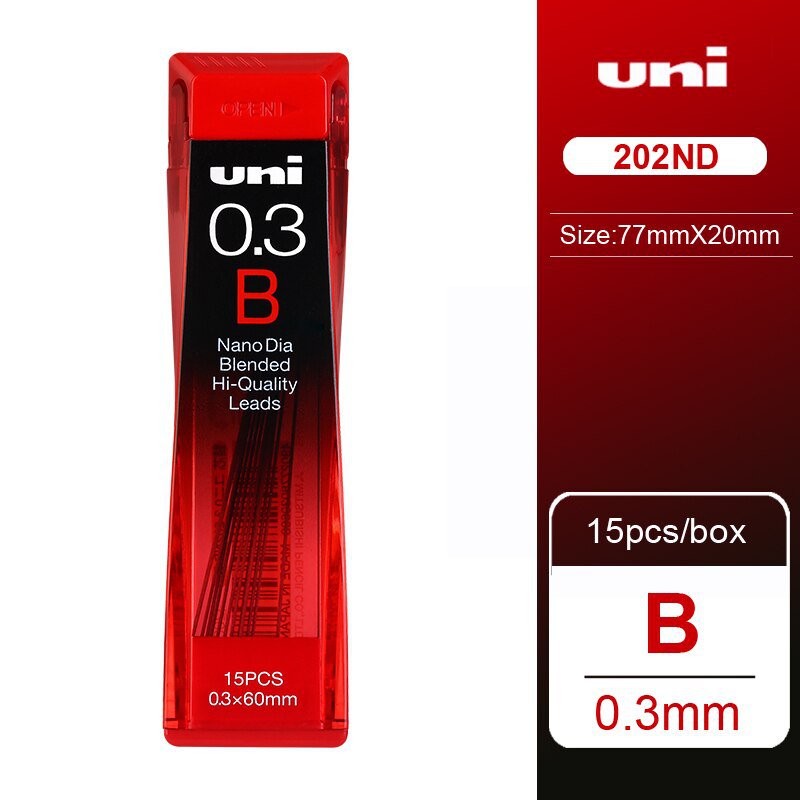 1pcs UNI Lead 0.3/0.5/0.7/0.9-202ND Nano Diamond Extra Hard Automatic Pencil Refills Pencil Lead Bla