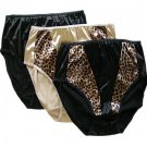 NWT LOT SEXY SLIPPERY SATIN PANTY BRIEFS LEOPARD 14 7X