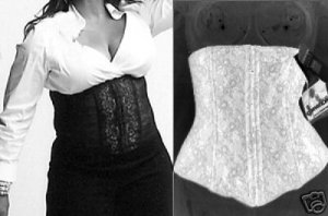 NWT WAIST NIPPER CINCHER BRIDAL CORSET WHITE TIGHT  L