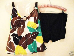 NWT KEYHOLE RING TANKINI SHORTINI SHORTS SWIMSUIT 22W