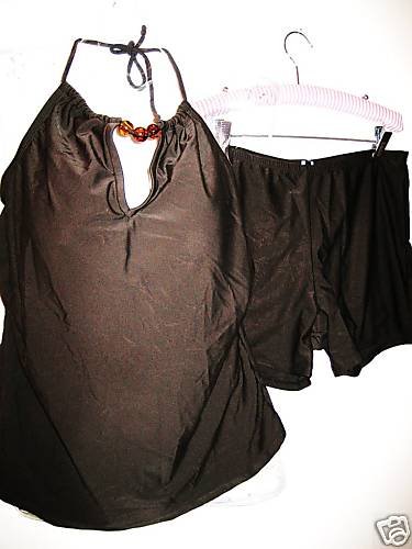 NWT AMBER BEADED TANKINI SHORTINI SHORTS SWIMSUIT 20W