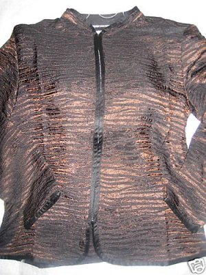 NEW COLDWATER CREEK CRINKLE METALLIC STRIPE JACKET PXS