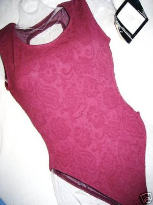 NEW CUT OUT BACK  RETRO ROSE LEOTARD BODYSUIT M MED