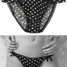 NEW SILKY SATIN STRING BIKINI PANTY GIRLY POLKA DOT M