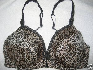 NEW VICTORIA SECRET  LINED LEOPARD PLUNGE BRA 32D SEXY!
