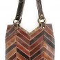 LUCKY BRAND BROWN HERRINGBONE PATCHWORK LEATHER PURSE