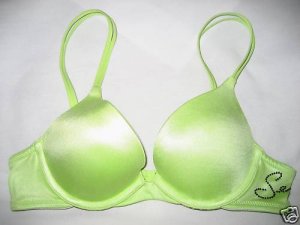 NEW VICTORIA SECRET VERY SEXY PUSH UP GEL BRA 32A GREEN