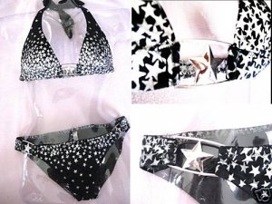 NEW VICTORIA SECRET METALLIC STAR CHARM BIKINI BOTTOM L