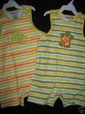 NWT TWINS GIRLS BOYS 24MO TURTLE FROG ROMPER SET OUTFIT