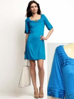 NEW BANANA REPUBLIC PLEAT JERSEY STRETCH SHEATH DRESS L