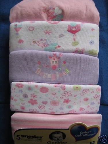 NWT LOT PINK PRINCESS ROMPER BODYSUITS GERBER GIRLS 24