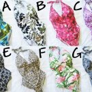 NEW SEXY RUCHED PLUNGE HALTER PLUS SWIMSUIT 3X 22W/24W