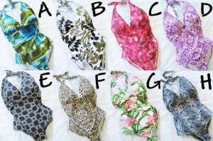 NEW SEXY RUCHED PLUNGE HALTER PLUS SWIMSUIT 3X 22W/24W