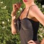 SLIMMING SHIRRED LONG RUFFLE KEYHOLE TANKINI SWIMSUIT