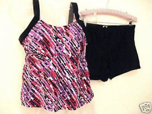 NWT CONTRAST DOTS TANKINI SHORTINI SHORTS SWIMSUIT PLUS