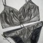 LIQUID GUNMETAL GOTH LACED CORSET BOYSHORT BIKINI  M