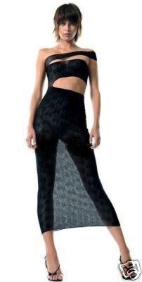NEW STRETCH LACE SHEER BANDAGE CUT OUT BLACK  DRESS