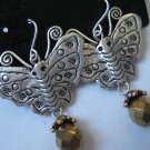 NEW CHICOS ANTIQUE SILVER DANGLE BUTTERFLY EARRINGS