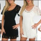 NEW SEXY SHEER SEE THRU LACE KEYHOLE FLIRTY MiNi DRESS