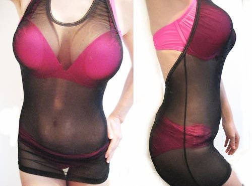 NEW SEXY SHEER FITTED HALTER MESH SWIM COVER UP DRESS