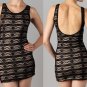 NeW WOMENS BLACK LACE NUDE OPEN BACK MiNi DRESS S M L