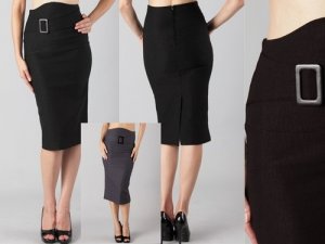 Sexy HIGH WAIST LONG RETRO STRAIGHT SLIM PENCIL WIGGLE SKIRT GREY BLACK S M L