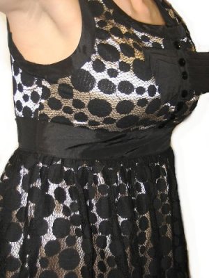 F21 FOREVER 21 SEXY NUDE NET LACE POLKA DOT  MINI DRESS