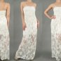 SEXY SHEER LACE CROCHET BRA TOP PADDED MAXI LONG DRESS SMALL MEDIUM LARGE