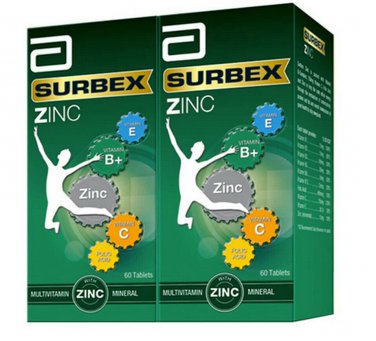2 X 60s SURBEX ZINC , ANTI-STRESS, HIGH STRENGTH VITAMIN B WITH ZINC  BOTTLES