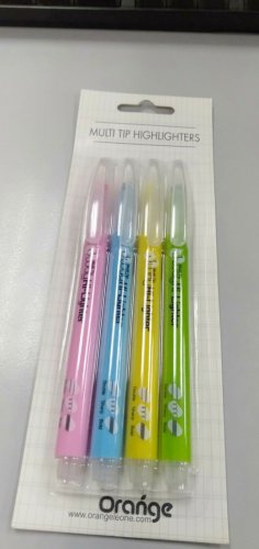 Orange Multi Tip Highlighter Marker Pen 4-Color Set x 2 packs