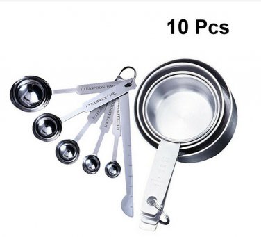Stainless Steel Measuring Cups and Spoons Kitchen Coffee Tea Baking Tools Set