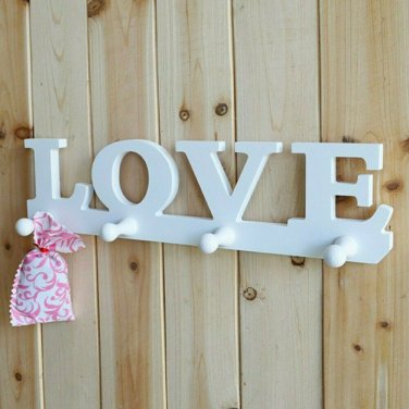 White Vintage LOVE Wall Hook Clothes Robe Key Holder Hat Hanger Home  x  2 pcs
