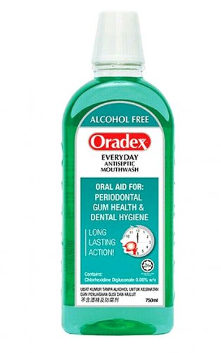 ORADEX Antisetic Mouthwash Reduce Mouth And Throat Infection - 5 X 750ml