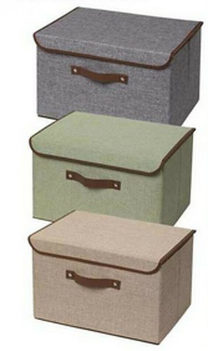 Large Storage Basket Rectangular Fabric Collapsible Organizer Bin Box 3-Pack