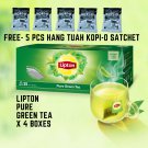 4 box X 25pcs Lipton Pure Green Tea & FREE 5 Pcs Hang Tuah Kopi-O Satchet Set 4 box X 25pcs Lipton Pure Green Tea & FREE 5 Pcs Hang Tuah Kopi-O Satchet Set