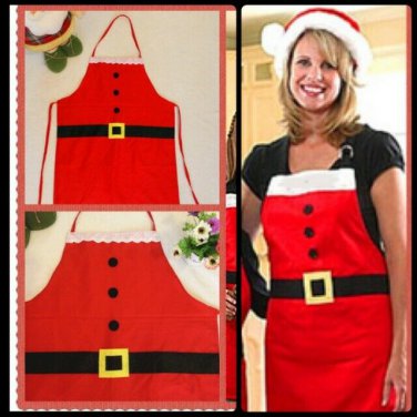 2 Pieces CHRISTMAS GIFT New Adult Cooking Baking Kitchen Chef Red Santa Apron