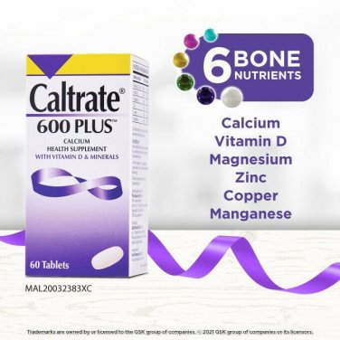 600 Plus  X 2 Box Calcium Dietary Supplement for Muscle Joint and Bone Health