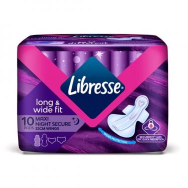 LIBRESSE Maxi Night Secure  32cm Wings Long and Wide Fit-Heavy Flow X 7 Pads