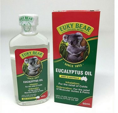 EUKY BEAR Eucalyptus Oil 60ML X 2 For Cold,Flu,Arthritic,Muscular Pain and Baby