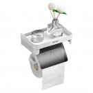 Toilet Kitchen Wall Bathroom ROLL PAPER HOLDER With Cover Shelf Mount Adhesive