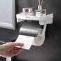 Toilet Kitchen Wall Bathroom ROLL PAPER HOLDER With Cover Shelf Mount Adhesive