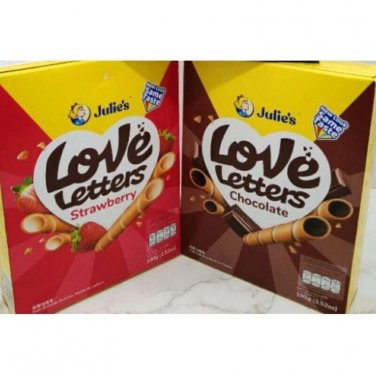 12 X 100G Julie's Love Letters Chocolate/Strawberry Wafer Sticks  Biscuit Snacks