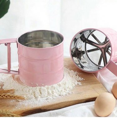 3 Pcs Hand Held One Press Stainless Steel Flour Sieve Filter