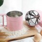3 Pcs Hand Held One Press Stainless Steel Flour Sieve Filter
